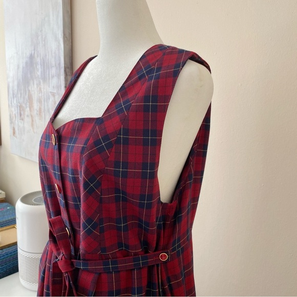 Vintage Plaid Dress with Pockets Red Maternity Sz L/XL - Picture 5 of 13